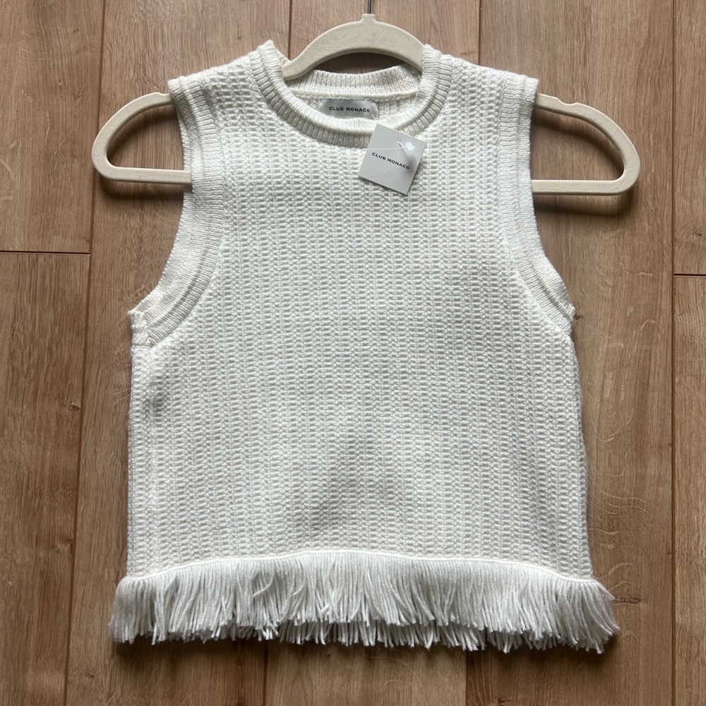 [NEW W/ TAGS] Club Monaco Fringe Cotton Blend Tank